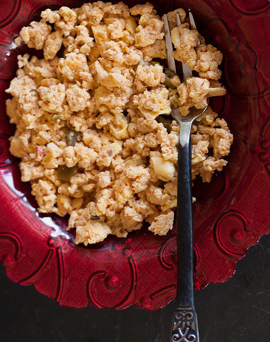 Scrambled Eggs With Gorgonzola & Salsa