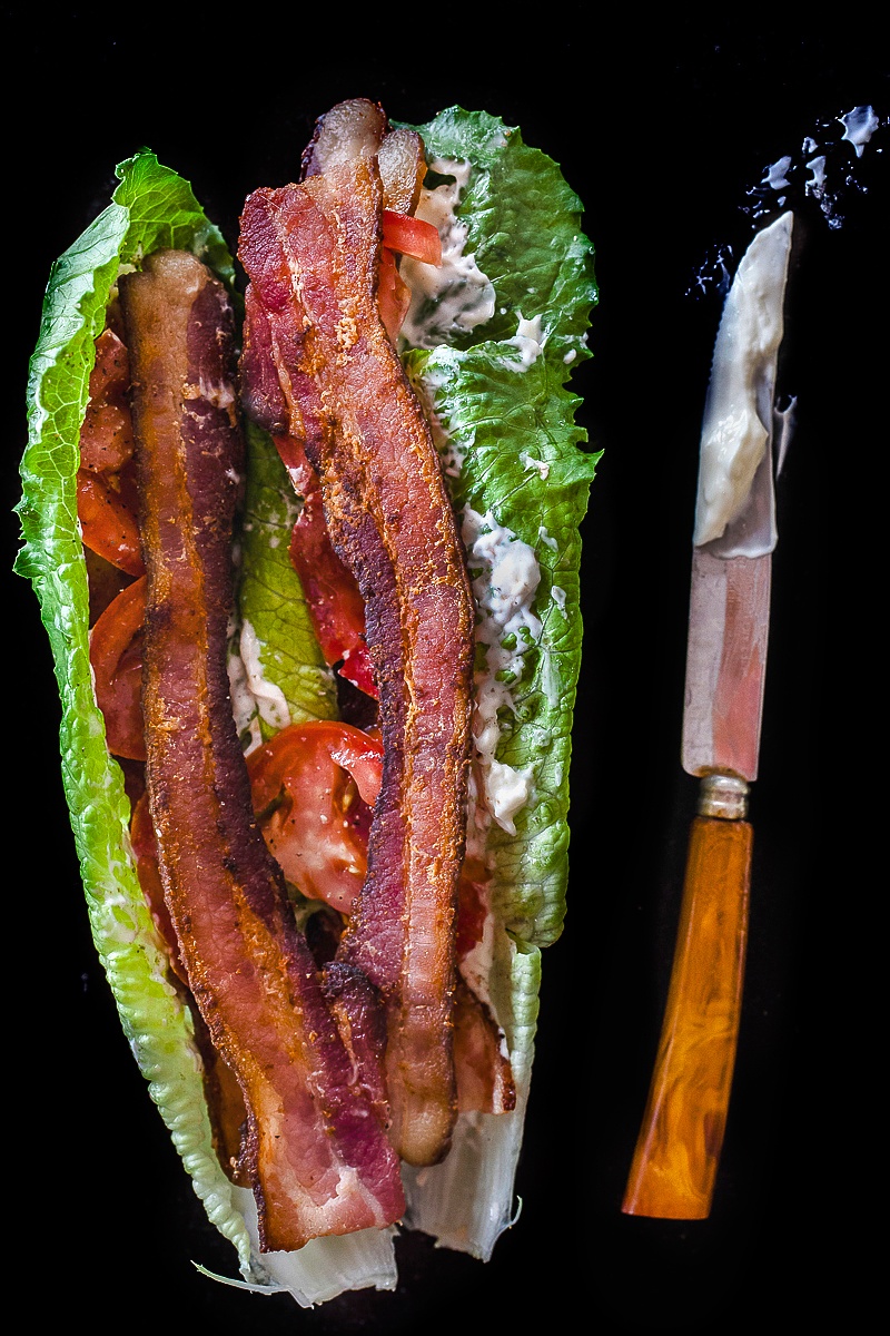 BLT Lettuce wrap with bacon, romaine and mayo