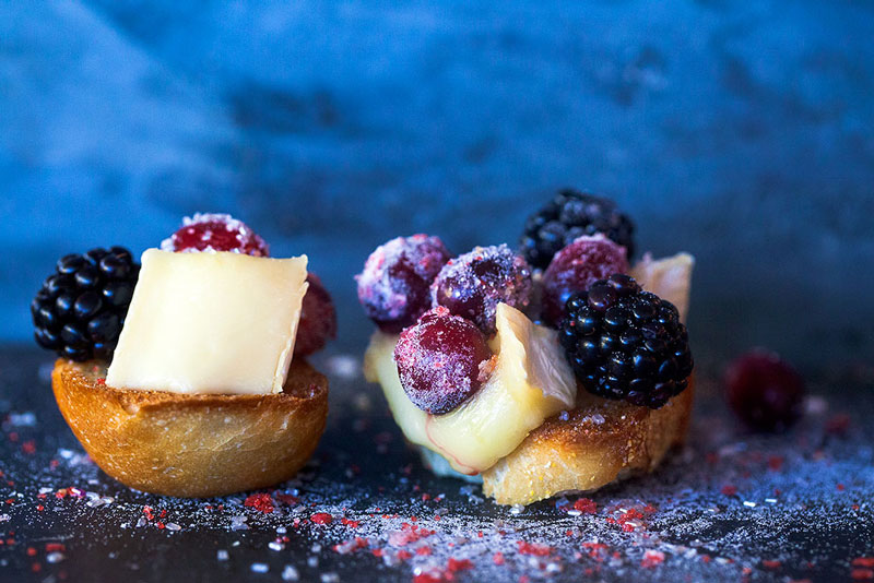 Brie Crostini with Sparkling Cranberries by Jackie Alpers