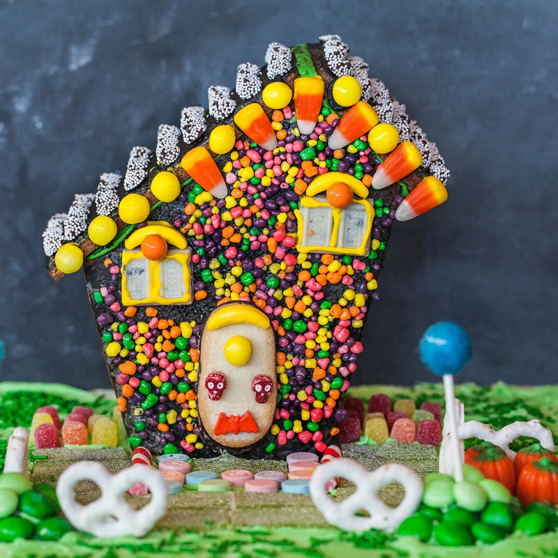 nerds haunted Halloween Gingerbread house by jackie alpers