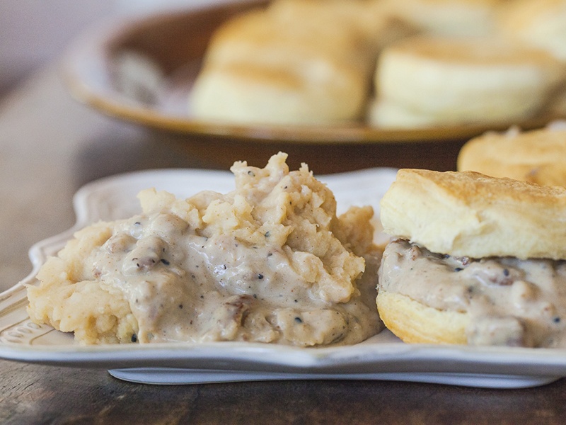 biscuits and spicy Southwestern Sonoran style sausage gravy.