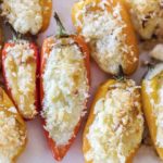 sweet pepper poppers topped with cheese and panko