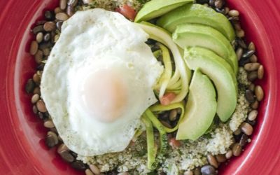 Quinoa, Tepary Bean and Egg Breakfast Bowl