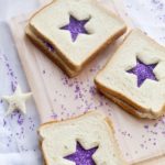 fairy bread sandwiches with Sprinkles and purple star cutouts