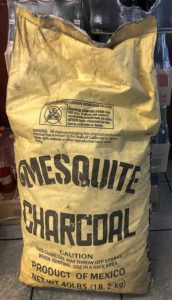 big bag of mesquite charcoal product of Mexico