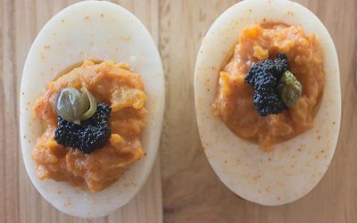 Chipotle Deviled Eggs With Caviar