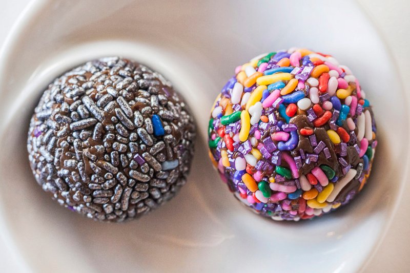 brazilian chocolate truffles with rainbow sprinkles