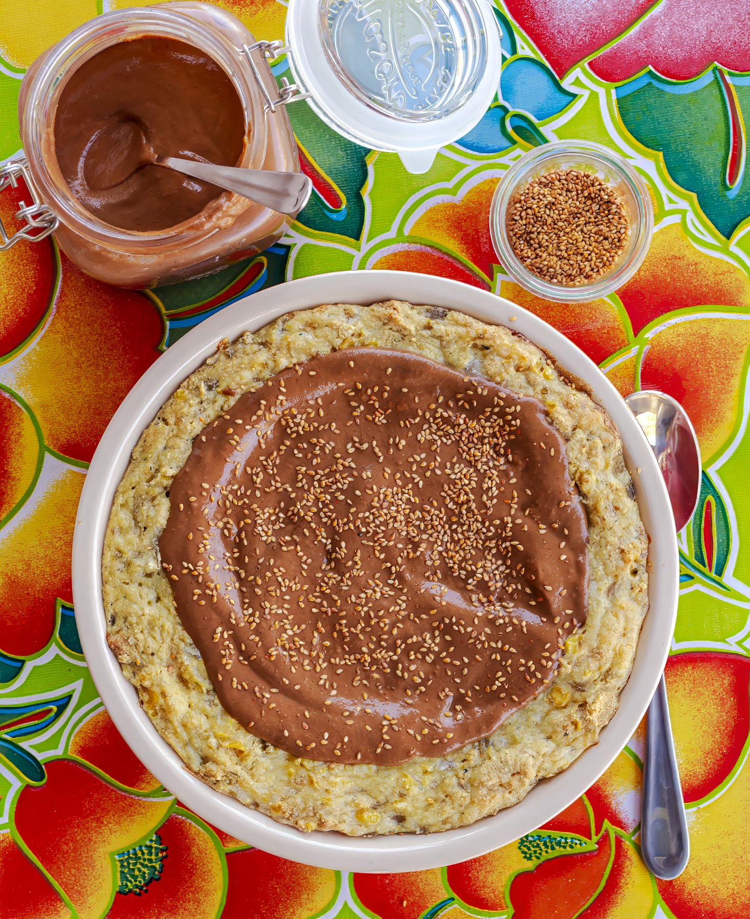 Sonoran style, vegetarian green chile and cheese tamale pie with molé cómodo from The Unofficial Elf Cookbook by Jackie Alpers