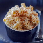 penne pasta macaroni and cheese on le creuset ramekin