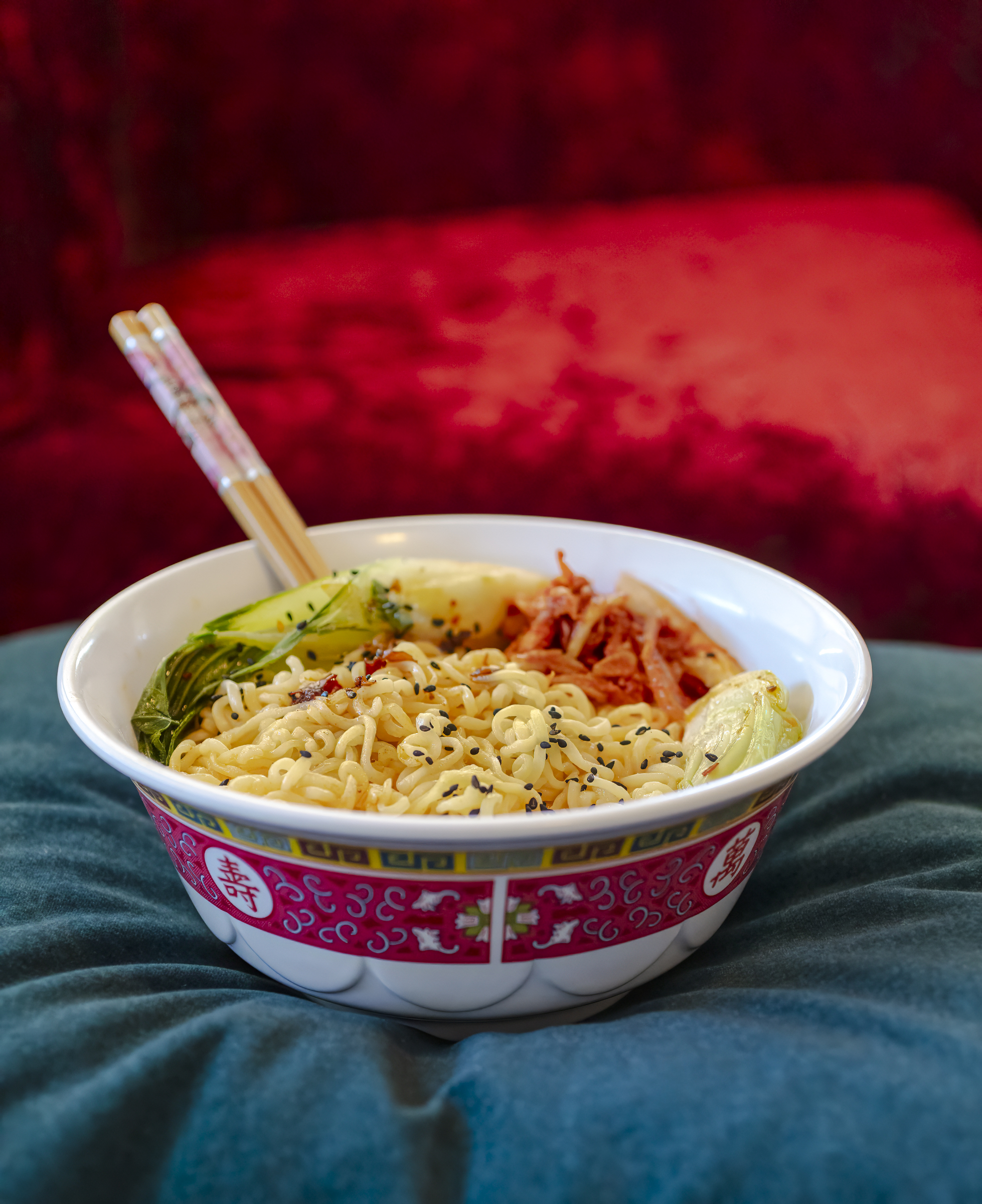 Big bowl of ramen from The Unofficial Elf Cookbook by Jackie Alpers _ recipes inspired by the movie Elf.